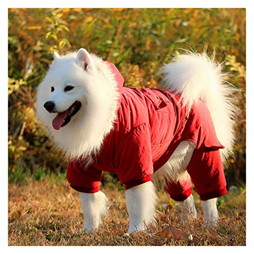 Big Dog Ropa de otoño y Ropa de Invierno Golden Retriever Labrador Samoyedo Mediano y Grande Perro Escudo Acolchada for Mascotas de Cuatro Patas (Color : Red-4XL)