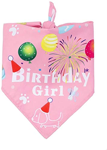 BIPY Juego de bandanas para perro de 1er cumpleaños para niñas pequeñas y medianas mascotas, tocado rosa, suministros de aseo para decoración de fiesta