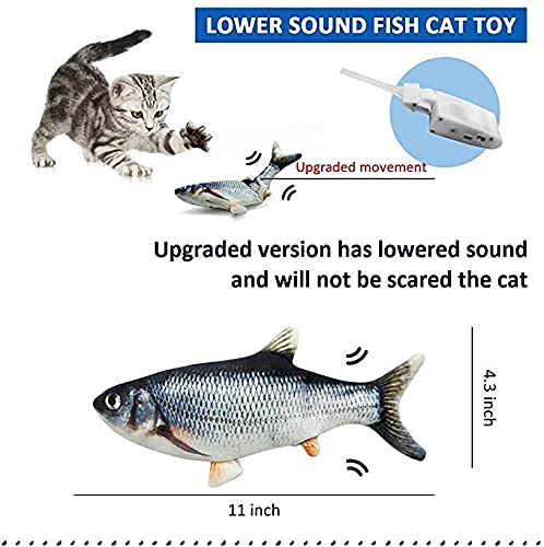 BIZS Cat USB Cargador 3D Floppy Fish Interactive Electric Toy Peluche Realista Simulación De Peluche Wiggle Fish Catnip Indoor Masticing Playing (Color : Mi)