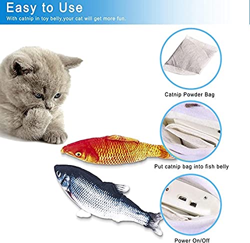 BIZS Cat USB Cargador 3D Floppy Fish Interactive Electric Toy Peluche Realista Simulación De Peluche Wiggle Fish Catnip Indoor Masticing Playing (Color : Mi)