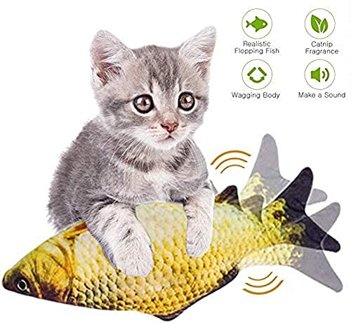 BIZS Cat USB Cargador 3D Floppy Fish Interactive Electric Toy Peluche Realista Simulación De Peluche Wiggle Fish Catnip Indoor Masticing Playing (Color : Mi)