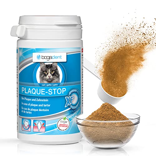 Bogadent Plaque-Stop - Polvo para Cuidado Dental Gatos, para Eliminación de Sarro & contra Mal Aliento, Limpia e Cuida Dientes, Higiene Bucal Gato, Limpieza Dental Gato, 70g