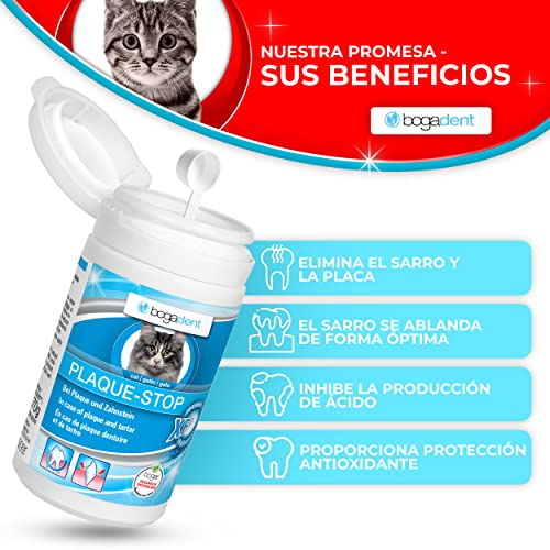 Bogadent Plaque-Stop - Polvo para Cuidado Dental Gatos, para Eliminación de Sarro & contra Mal Aliento, Limpia e Cuida Dientes, Higiene Bucal Gato, Limpieza Dental Gato, 70g