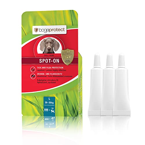 Bogaprotect UBO0350 Spot-ON para Perros, antigarrapatas, protección contra garrapatas, hasta 12 semanas, protección preventiva contra garrapatas y pulgas, Principio Activo a Base de Plantas