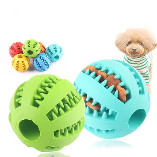 Bolas de Goma para Perros,Bola de Limpieza de Dientes 2PCS Juguetes para Perros Mascotas Bolas Juguetes Interactivos para Morder Perro (Verde y Azul)