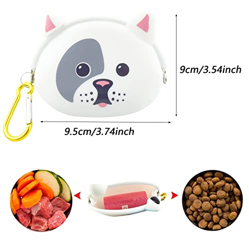 Bolsa De Comida De Silicona Perros Bolsa De Entrenamiento De Silicona Bolsa De Golosinas para Perros Y Gatos Bolsa De Silicona Portátil para Perros con Hebilla Colgante Y 1 Bolsa De Basura