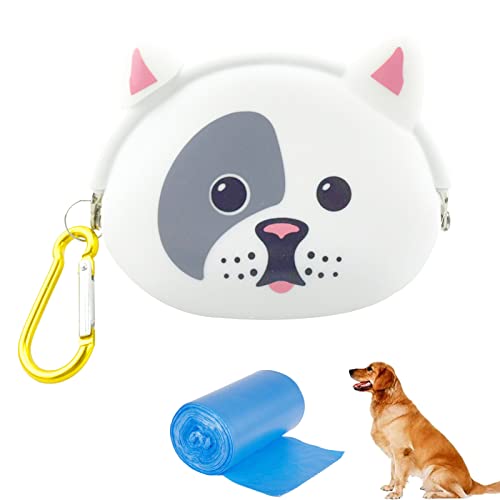 Bolsa De Comida De Silicona Perros Bolsa De Entrenamiento De Silicona Bolsa De Golosinas para Perros Y Gatos Bolsa De Silicona Portátil para Perros con Hebilla Colgante Y 1 Bolsa De Basura