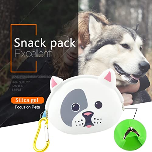 Bolsa De Comida De Silicona Perros Bolsa De Entrenamiento De Silicona Bolsa De Golosinas para Perros Y Gatos Bolsa De Silicona Portátil para Perros con Hebilla Colgante Y 1 Bolsa De Basura