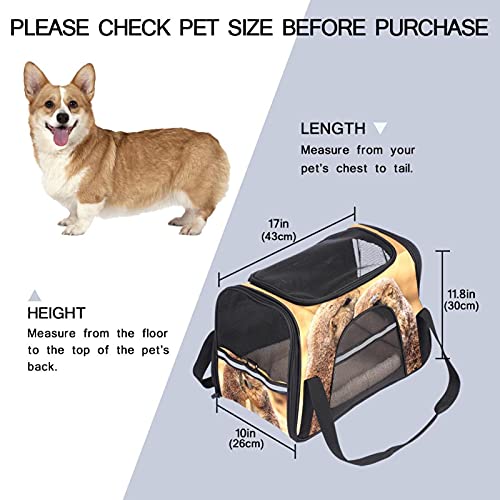 Bolsa de Transporte para Mascotas Perrito de Las praderas para Gatos medianos y Perros pequeños con 3 Puertas y Bandolera. Fácil de Poner en el Gato, fácil de almacenar 43x26x30 cm