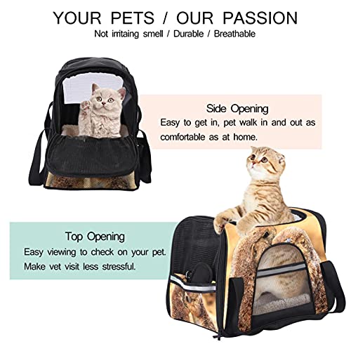 Bolsa de Transporte para Mascotas Perrito de Las praderas para Gatos medianos y Perros pequeños con 3 Puertas y Bandolera. Fácil de Poner en el Gato, fácil de almacenar 43x26x30 cm