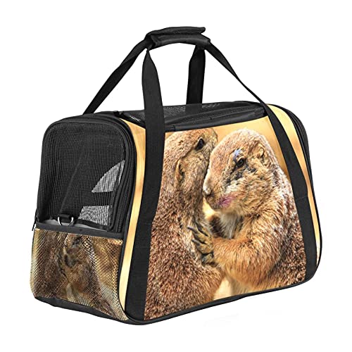 Bolsa de Transporte para Mascotas Perrito de Las praderas para Gatos medianos y Perros pequeños con 3 Puertas y Bandolera. Fácil de Poner en el Gato, fácil de almacenar 43x26x30 cm