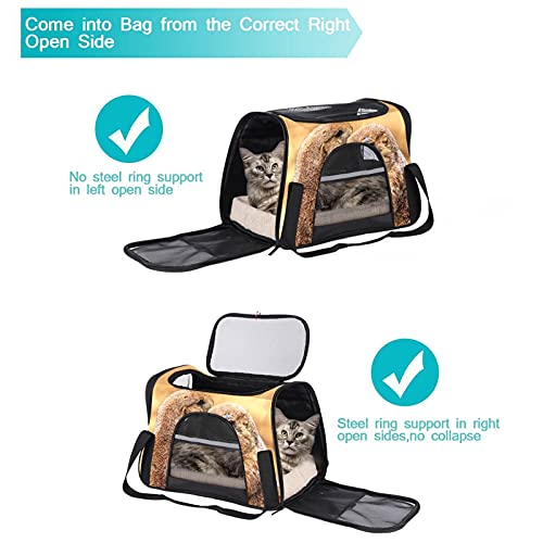 Bolsa de Transporte para Mascotas Perrito de Las praderas para Gatos medianos y Perros pequeños con 3 Puertas y Bandolera. Fácil de Poner en el Gato, fácil de almacenar 43x26x30 cm