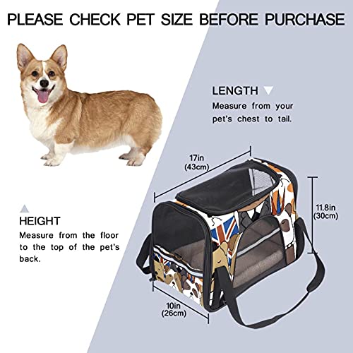 Bolsa portadora de viaje para gato, Bulldog Inglés portátil para mascotas, perro, gato, cachorro, aerolínea, aprobada, bolsa de transporte de viaje para mascotas con correa para el hombro