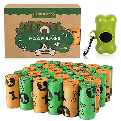 Bolsas Caca Perro 450 Unidades/30 Rollos Bolsa para excrementos de Perro Bolsas Perro con 1 Dispensador de Bolsas,Fuerte y a Prueba de Fugas Bolsas para Caca de Perro,Dog Poo Bags