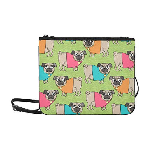 Bolsos de entrenamiento de moda Cute Cartoon Animal Pet Dog Pug Correa de hombro ajustable Llevar en el bolso de hombro para mujeres Niñas Señoras Bolso de hombro Cross Body Crossbody Bolso de hombro