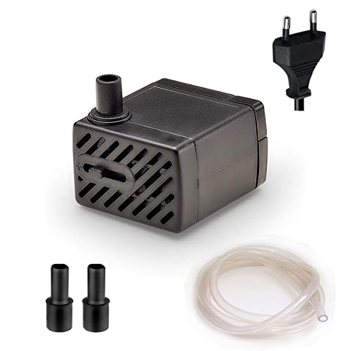 Bomba sumergible,mini bomba de agua,bomba de fuente 180L / H, bomba de acuario de 3W con cable de alimentación de 1.5M 2 boquillas,adecuada para estanques,jardines de rocas,estatuas,fuentes de agua