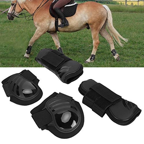 Botas de Pata de Caballo Delanteras traseras, Botas de tendón y Fetiche de Caballo de caparazón de Poliuretano Grueso, Forro de Material de Neopreno para Evitar(Black, Large)