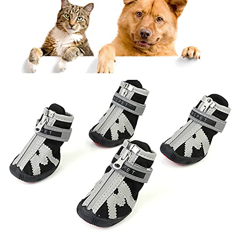 Botas Protectoras para Perros,Botas Protectoras para Perros pequeños,Zapatos para Perros,Zapatos Impermeables para Perros,con Correas Reflectantes,para Perros pequeños y medianos(2 Metros)