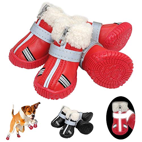 Botas Zapatos del perro, zapatos del perro del animal doméstico caliente del invierno impermeable del zapato del perro casero botas de lluvia de nieve botines antideslizantes reflectante Calzado for p