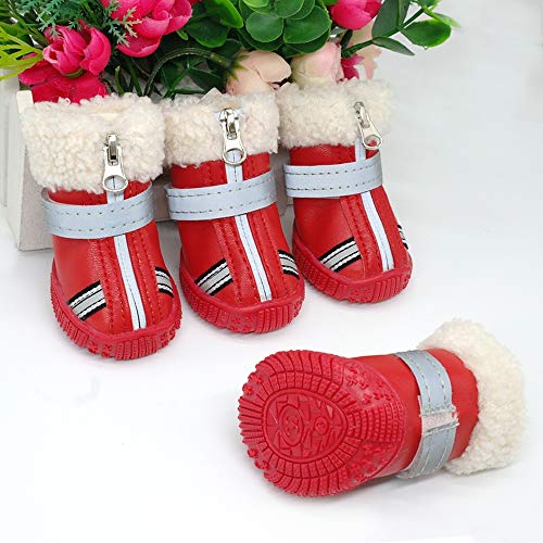 Botas Zapatos del perro, zapatos del perro del animal doméstico caliente del invierno impermeable del zapato del perro casero botas de lluvia de nieve botines antideslizantes reflectante Calzado for p