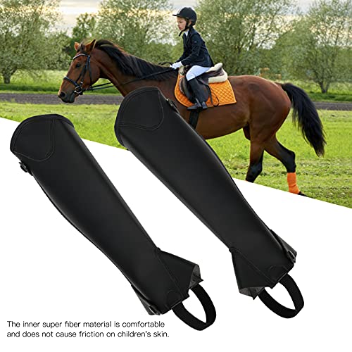 BOTEGRA Equitación Half Chap, Super Fiber PU Leather Half Chap Equipo Protector de Cuerpo para Montar a Caballo con 3 Tamaños para Niños Protección para Montar a Caballo(CL)