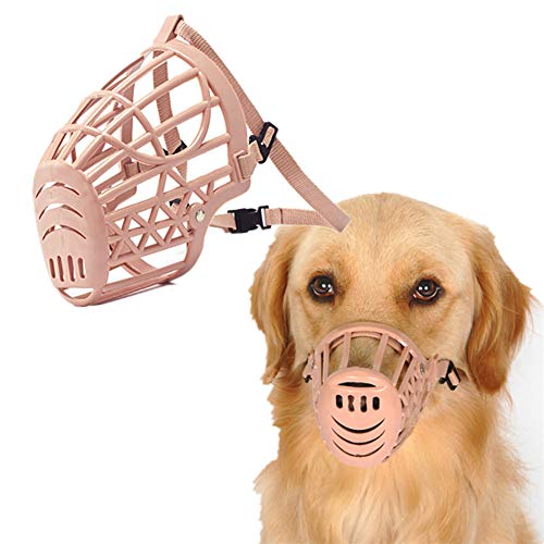 Bozal Para Perro Cubiertas Para La Boca De Perro Polipropileno Anti Mordida MáScaras Para Mascotas Ajustables Entrenamiento Para Perros Cubierta Para La Boca Jaula De Malla Transpirable beige,size-2