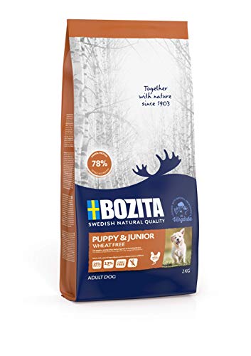 BOZITA Comida para perros sin trigo Puppy & Junior para cachorros, 2 kg, de producción sostenible para cachorros, perros jóvenes y perras lactantes, alimento completo para cachorros