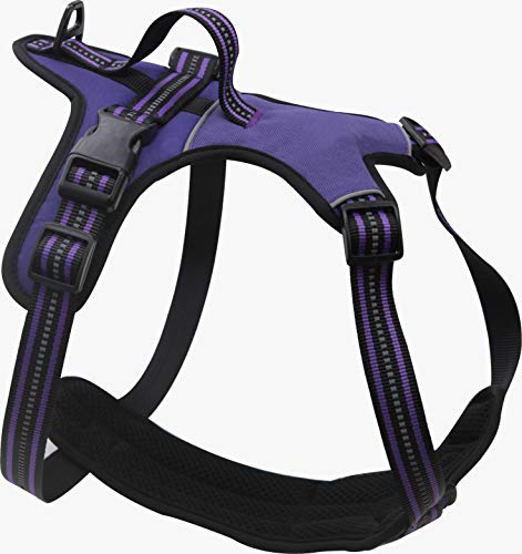 BPS Arnés para Perros Mascotas Collar para Perros Mascotas Respirable con 3M Reflectante 5 Tamaños Elegir para Perro pequeño Mediano y Grande (XL, Morado) BPS-3910MO