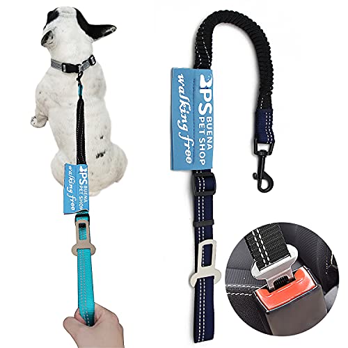 BPS Cinturón de Seguridad para Perro de Coche Árnes Correa Perro Ajustable con Hebilla de Fijación para Uso en Exteriores Cuerda Elástica de Alta Resistencia 70-100 cm (Azul Oscuro) BPS-13016AO