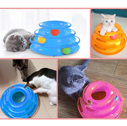 BPS Juguete Mascotas para Gatos Juguetes Interactivo Juguete de Atracciones Plate Trilaminar Bola Torre de Pistas 24.5x12.5 cm BPS-7039 (Rosa) BPS-7039RS