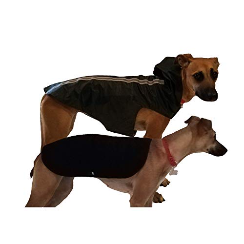 Brissa España. Chubasquero Perro Grande Mediano (Longitud Cuerpo 60 cm). Impermeable Perro con Capucha y Forro de Quita y pon de Borreguillo. Hecho en España. (Verde Caza)