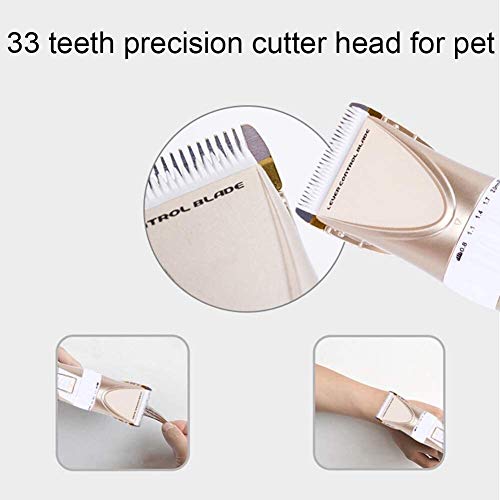 Broche del pelo Clippers perro, profesional del animal doméstico de bajo ruido Peluquería Canina Clippers USB inalámbrico recargable for mascotas pelo Trimmer, con 4 guías peine tijeras podadoras mejo