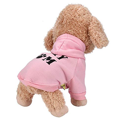 BTKNOO Mascota Ropa para Perros Amo a mi mamá Abrigo con Capucha para Perros Perros pequeños Mascotas Cachorros Deportes de Ocio Ropa de Mezcla de algodón Traje # T1P