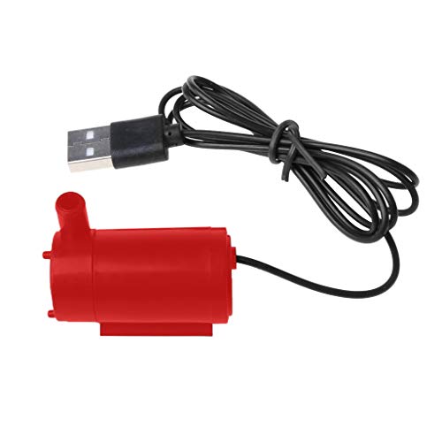 BUIDI Micro Mini Bomba de Agua Sumergible para Acuario Tanque de Peces Control USB DC 5V 2-3L / min Micropump Amarillo