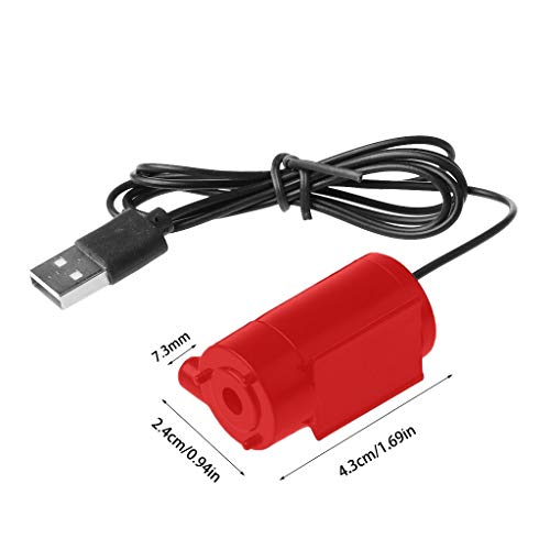 BUIDI Micro Mini Bomba de Agua Sumergible para Acuario Tanque de Peces Control USB DC 5V 2-3L / min Micropump Amarillo