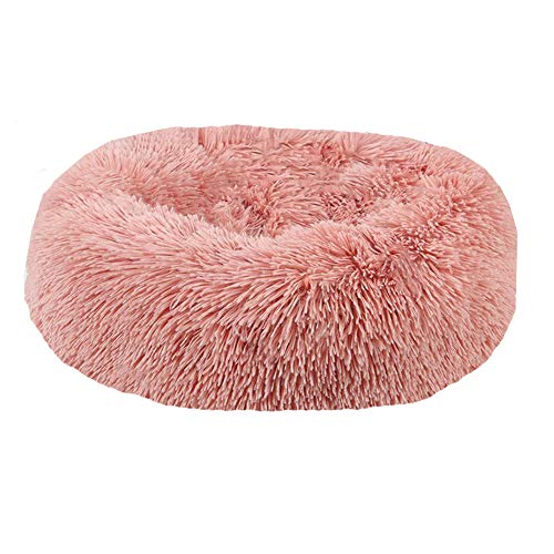 BVAGSS Cama de Felpa Deluxe Plush Redonda de Pelo Nido de Donut para Mascotas Deluxe para Gatos y Perros XH034 (Diameter:80cm, Bean Paste)