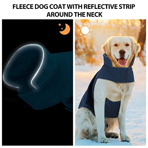 Bwiv Abrigo para Perros Chaqueta abrigadora de Invierno Ropa para Perros de Lana con Orificio para Cuerda de tracción Chaleco para Perros cálido con Tiras Reflectantes Armada 3XL