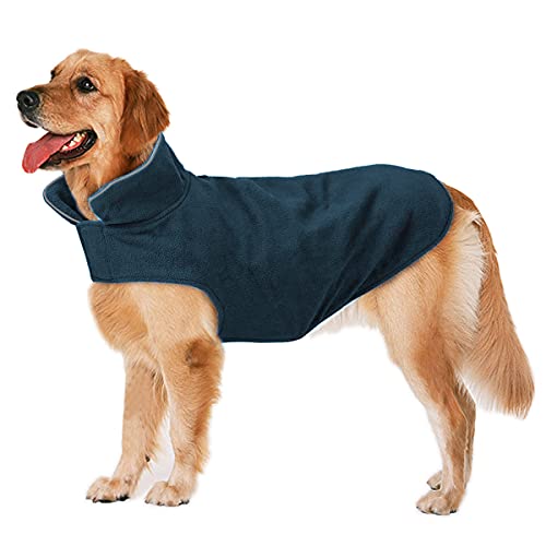 Bwiv Abrigo para Perros Chaqueta abrigadora de Invierno Ropa para Perros de Lana con Orificio para Cuerda de tracción Chaleco para Perros cálido con Tiras Reflectantes Armada 3XL