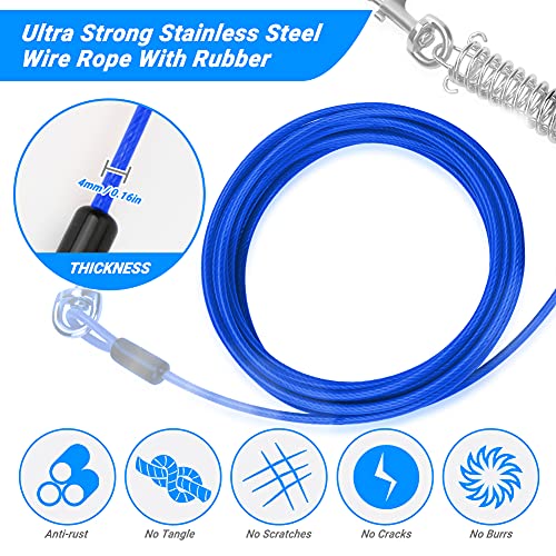 Cable para Atar Perros Upkey 20ft Cable de Amarre para Perros Amarre para Mascotas Cable para Atar al Perro en Exteriores Cordón para Mascotas de Dos Cabezas Correa para Cachorros Medianas (Azul)