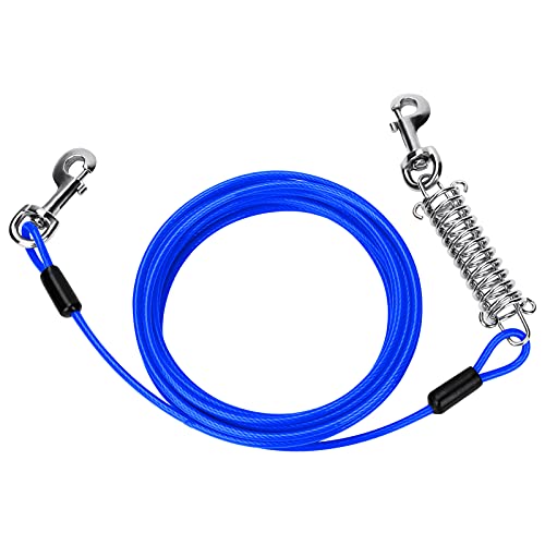 Cable para Atar Perros Upkey 20ft Cable de Amarre para Perros Amarre para Mascotas Cable para Atar al Perro en Exteriores Cordón para Mascotas de Dos Cabezas Correa para Cachorros Medianas (Azul)