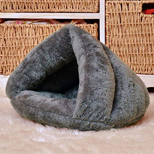 Cachorro Cueva Mascota Gato Perro Perrera Cama Triangular Carpa Suave Alfombrilla Cojín Invierno Cálido Nido Saco de Dormir Alfombras Plegable Medio Cubierto Casa en Forma de Zapatilla