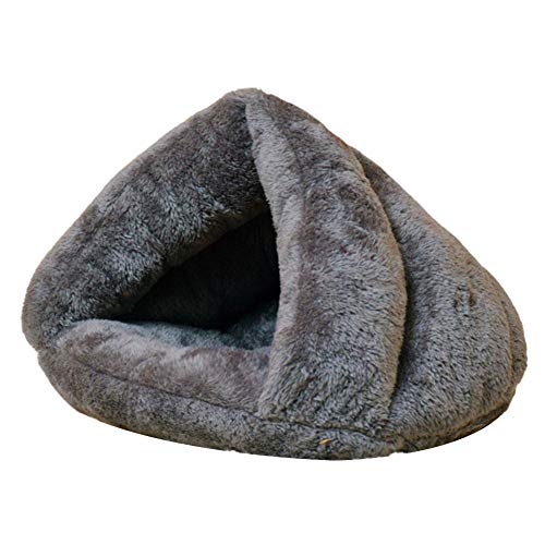 Cachorro Cueva Mascota Gato Perro Perrera Cama Triangular Carpa Suave Alfombrilla Cojín Invierno Cálido Nido Saco de Dormir Alfombras Plegable Medio Cubierto Casa en Forma de Zapatilla