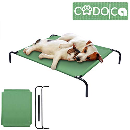 Cadoca Cama para Mascotas elevada Verde tamaño L anticalor para Perros Gatos Duradero Carga de 60Kg para Interior Exterior casa