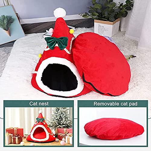 Caja De Anidación De Gato Plegable Cama De Gato árbol De Navidad Casa De La Tienda De Campaña Hombre De Navidad Forma Dalhouse Sponge Tridimensional Cat Nest Otoño E Invierno S(Size:S,Color:Rojo)