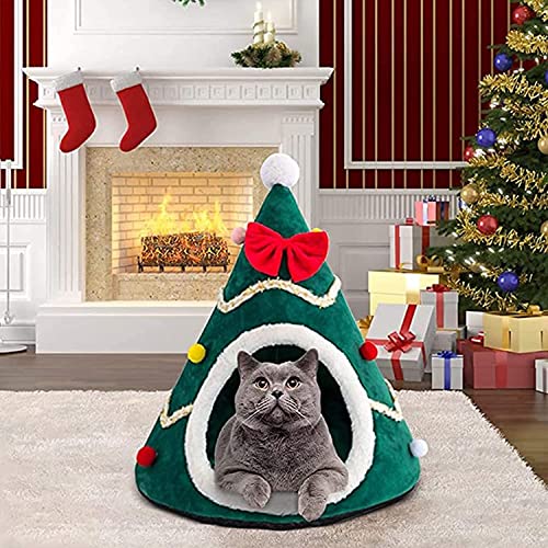 Caja De Anidación De Gato Plegable Cama De Gato árbol De Navidad Casa De La Tienda De Campaña Hombre De Navidad Forma Dalhouse Sponge Tridimensional Cat Nest Otoño E Invierno S(Size:S,Color:Rojo)