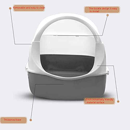 Caja de arena Suministros para mascotas Caja de arena de gato Caja completamente cerrada Desodorante Salpicaduras a prueba de cato Aseo grande en forma de arco bandeja de gato fácil de limpiar Sanitar