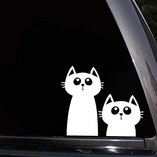 Calcomanía Dos gatos mirando hacia arriba Animal Pet Pet Vinyl Coche Pegatina Negro Plata (Color Name : Silver)