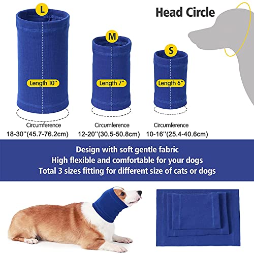 Calentador de cuello y orejas para perros con capucha cálida para perros de invierno, gorro de felpa para orejas largas, antiansiedad, cuello y orejas