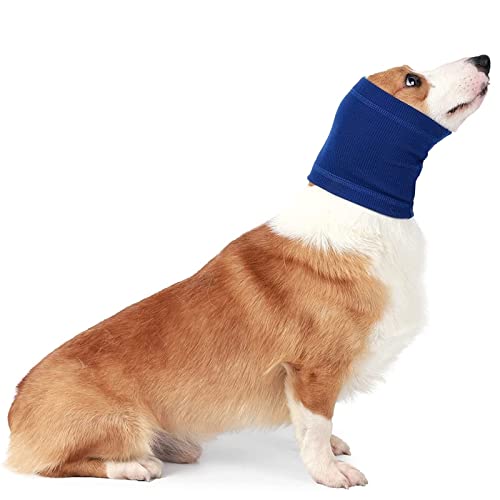 Calentador de cuello y orejas para perros con capucha cálida para perros de invierno, gorro de felpa para orejas largas, antiansiedad, cuello y orejas