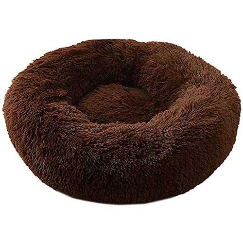 Cálido Felpa Cama Interior Invierno, Perro Nido cárter Nido Peluche Circular Mascota jerarquía de Perro Cama de Perro Invierno tapete Caliente Alfombra Mascota Suministros-Rosa 1_20 Inch